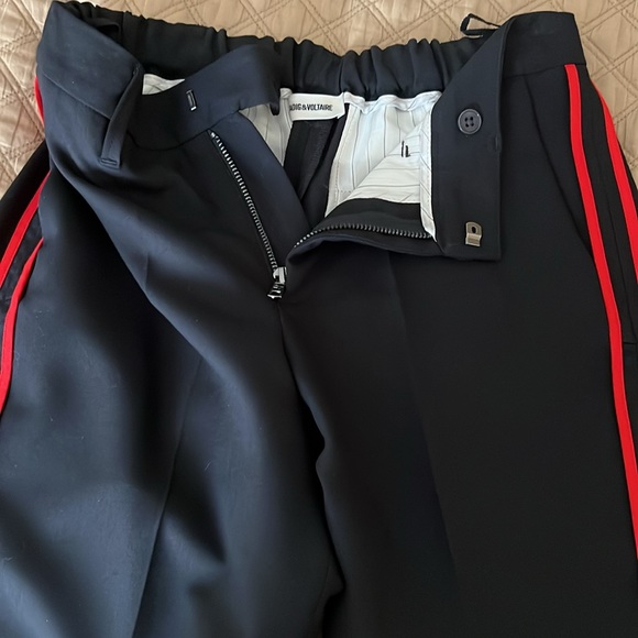 Zadig & Voltaire black Pomelo trousers w/ red stripe Size 36 - Picture 7 of 12